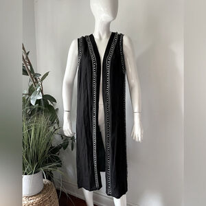 Nu Denmark Black Sleeveless Duster long embellished vest
